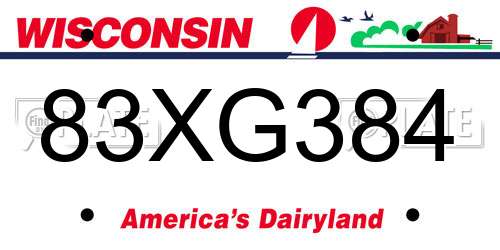 83XG384 Wisconsin License Plate