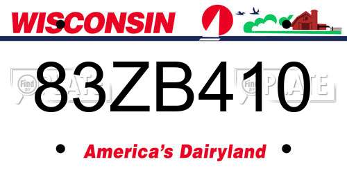 83ZB410 Wisconsin License Plate