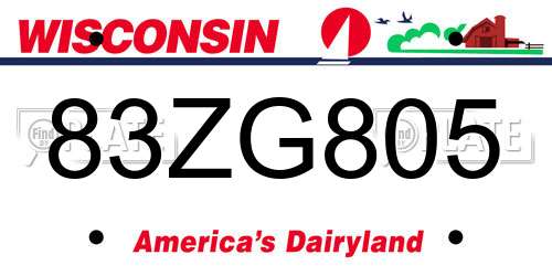 83ZG805 Wisconsin License Plate