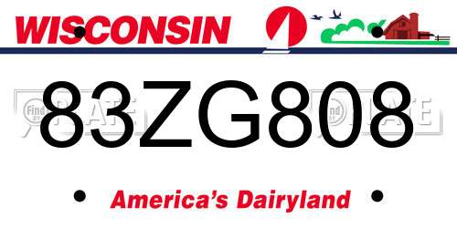 83ZG808 Wisconsin License Plate