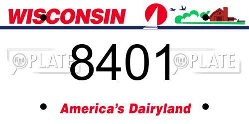 8401 Wisconsin License Plate