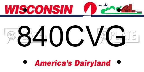 840CVG Wisconsin License Plate