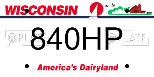 840HP Wisconsin License Plate