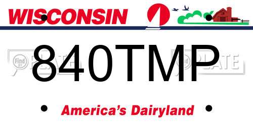 840TMP Wisconsin License Plate