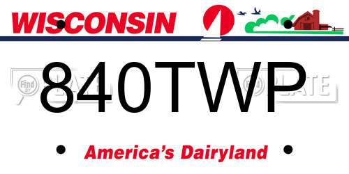840TWP Wisconsin License Plate