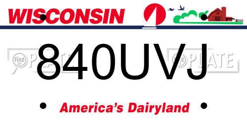 840UVJ Wisconsin License Plate