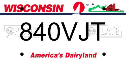 840VJT Wisconsin License Plate