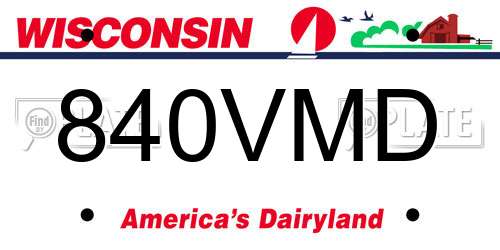 840VMD Wisconsin License Plate