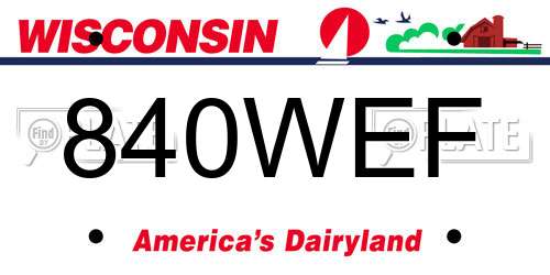 840WEF Wisconsin License Plate