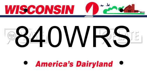 840WRS Wisconsin License Plate