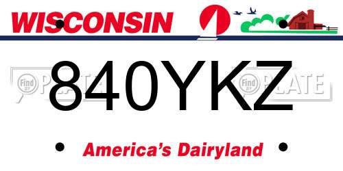 840YKZ Wisconsin License Plate