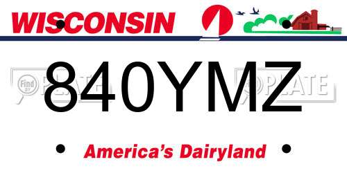 840YMZ Wisconsin License Plate