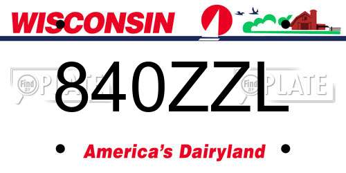 840ZZL Wisconsin License Plate