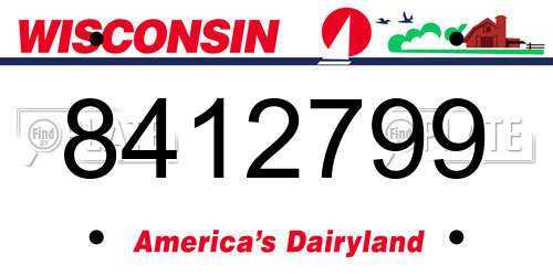 8412799 Wisconsin License Plate