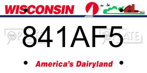 841AF5 Wisconsin License Plate