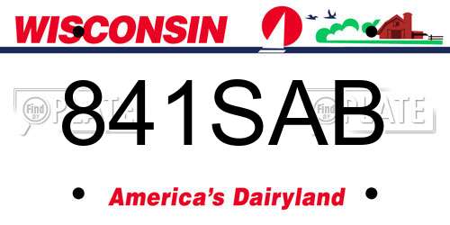 841SAB Wisconsin License Plate