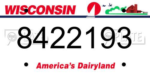 8422193 Wisconsin License Plate
