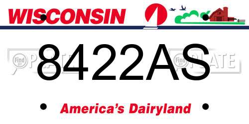 8422AS Wisconsin License Plate
