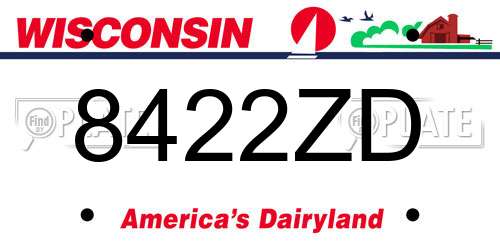 8422ZD Wisconsin License Plate