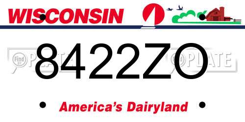 8422ZO Wisconsin License Plate