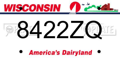 8422ZQ Wisconsin License Plate