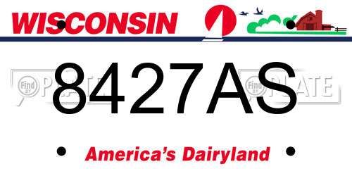 8427AS Wisconsin License Plate