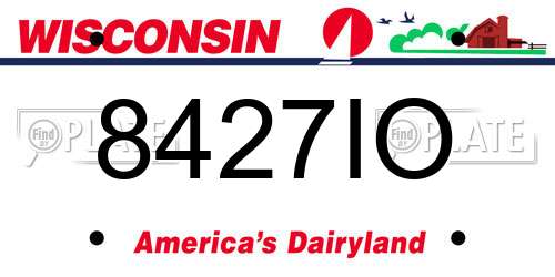 8427IO Wisconsin License Plate