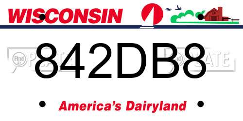 842DB8 Wisconsin License Plate