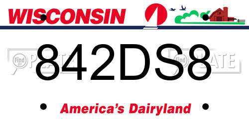 842DS8 Wisconsin License Plate