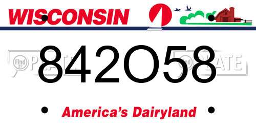 842O58 Wisconsin License Plate