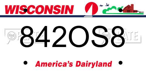 842OS8 Wisconsin License Plate