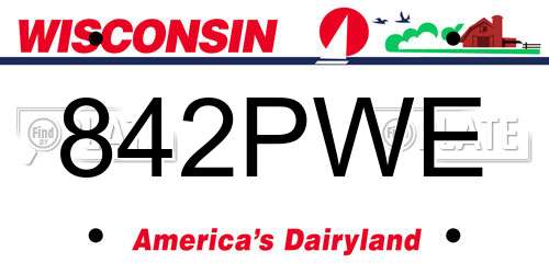 842PWE Wisconsin License Plate