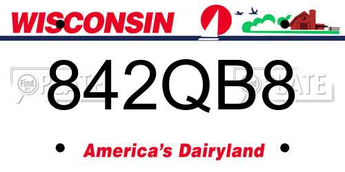 842QB8 Wisconsin License Plate