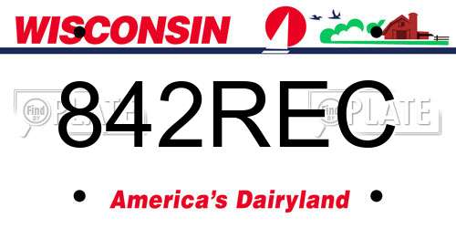 842REC Wisconsin License Plate