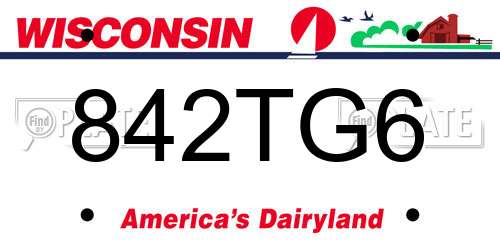 842TG6 Wisconsin License Plate