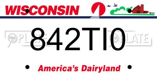 842TI0 Wisconsin License Plate