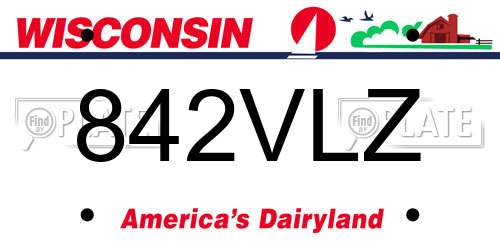 842VLZ Wisconsin License Plate