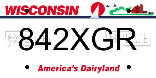 842XGR Wisconsin License Plate