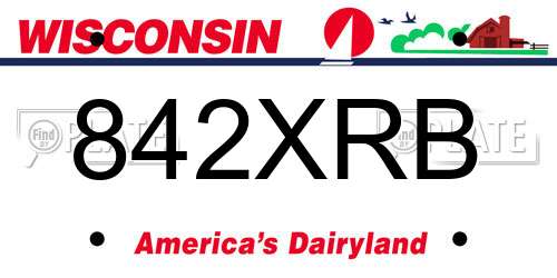 842XRB Wisconsin License Plate