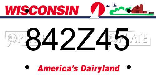 842Z45 Wisconsin License Plate