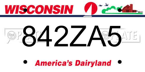 842ZA5 Wisconsin License Plate