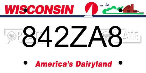 842ZA8 Wisconsin License Plate