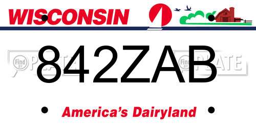 842ZAB Wisconsin License Plate