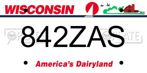 842ZAS Wisconsin License Plate