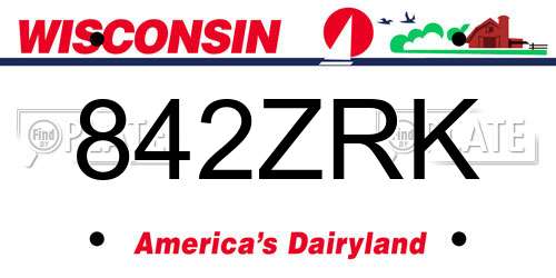 842ZRK Wisconsin License Plate
