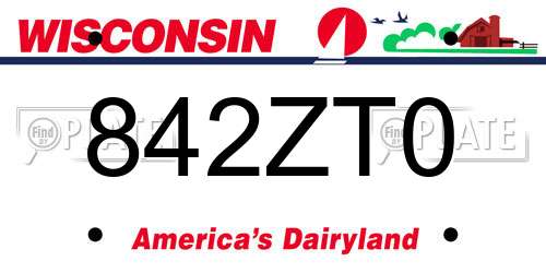 842ZT0 Wisconsin License Plate