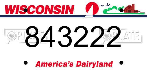 843222 Wisconsin License Plate