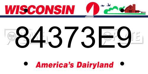 84373E9 Wisconsin License Plate