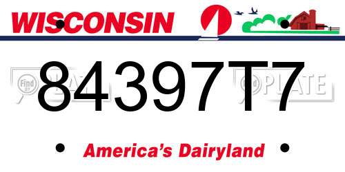 84397T7 Wisconsin License Plate