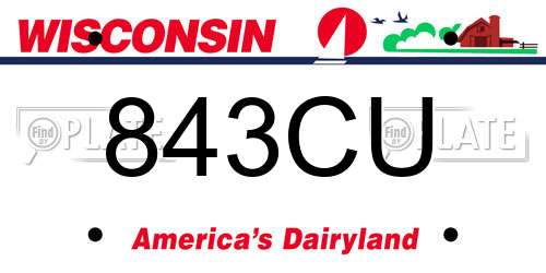 843CU Wisconsin License Plate